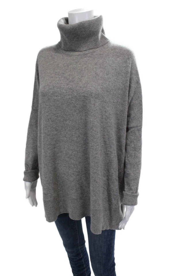 Pulôver Diane Von Furstenberg unissex cinza cashmere gola alta tamanho M - Imagem 2 de 4