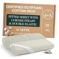 Certified Egyptian Cotton Fitted Sheet - Optimally Blended with Long Full Ivory