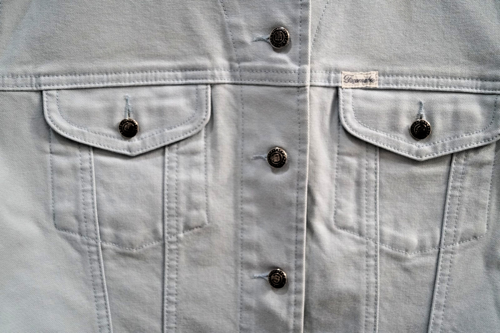 FACONNABLE DENIM BUTTON DOWN JACKET LIGHT BLUE M … - image 5