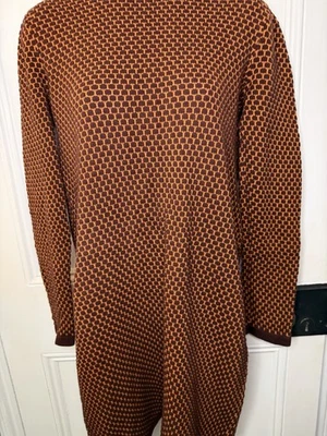 Vestido Jersey COS Nido de Abeja Jacquard Tejido Marrón Naranja Talla M - Imagen 1 de 4
