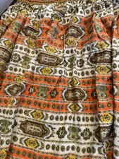 Vtg 60s Yellow Orange Green COTTON elastic waist Floral Maxi Skirt Hippie M