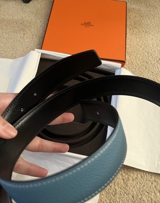 Hermes Reversible Bleu Jean/Black leather strap 32 mm size 85 Hermes Reversible Bleu Jean/Black leather strap 32 mm size  main image 2