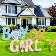 Gender Reveal Party Decorations Baby Shower Letters Yard Sign Newborn Baby Bi...