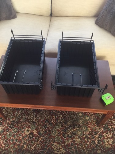 EUC Set Of Two Wire Shelf Sliding Bins For 18” Deep Shelves Black