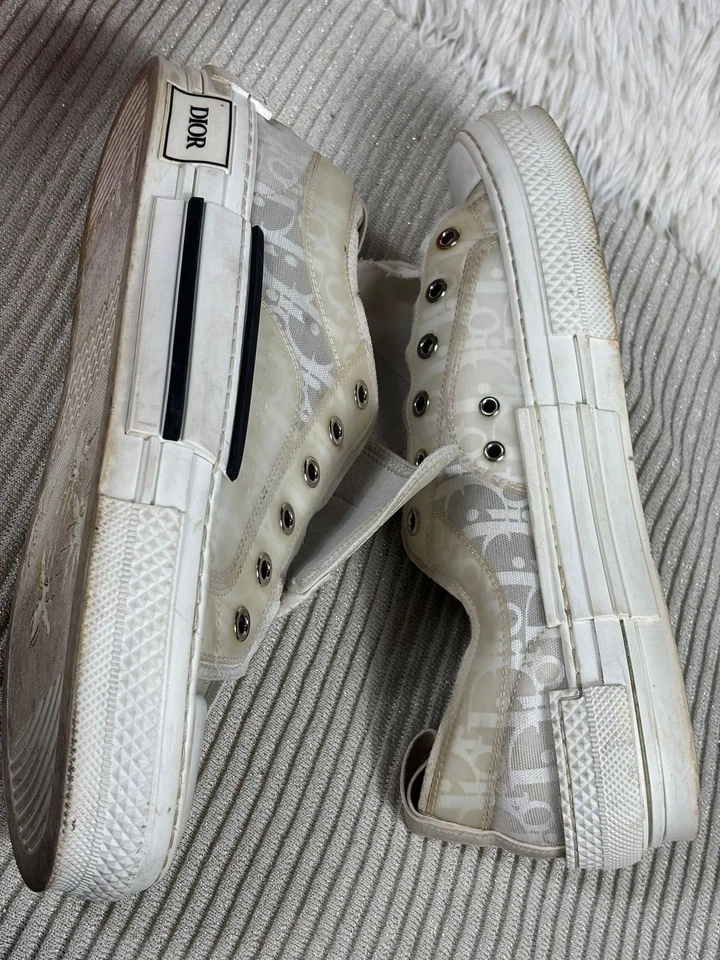 Dior B23 Oblique Low Top Shoes Mens Size 8 EU 41 White Translucent Made Italy - Image 3 of 4