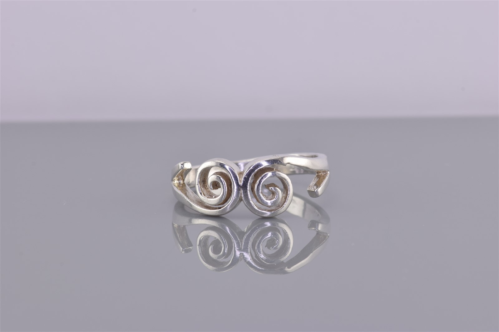 Sterling Silver Spiraled Openwork Split Band Ring… - image 1