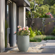 17 In. Large Sage Gray Concrete round Planter/Pot with Drainage Holes