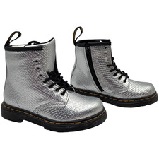 Dr. Martens 1460 Toddler Reptile Emboss Lace-Up Boots   Silver US 9 Toddler 