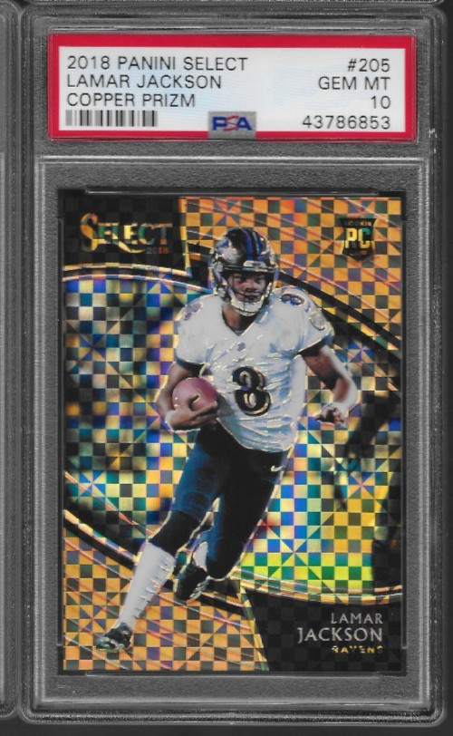 PSA 10 2018 Panini Select COPPER Prizm LAMAR JACKSON /75 RC Rookie SSP SP Pop 23