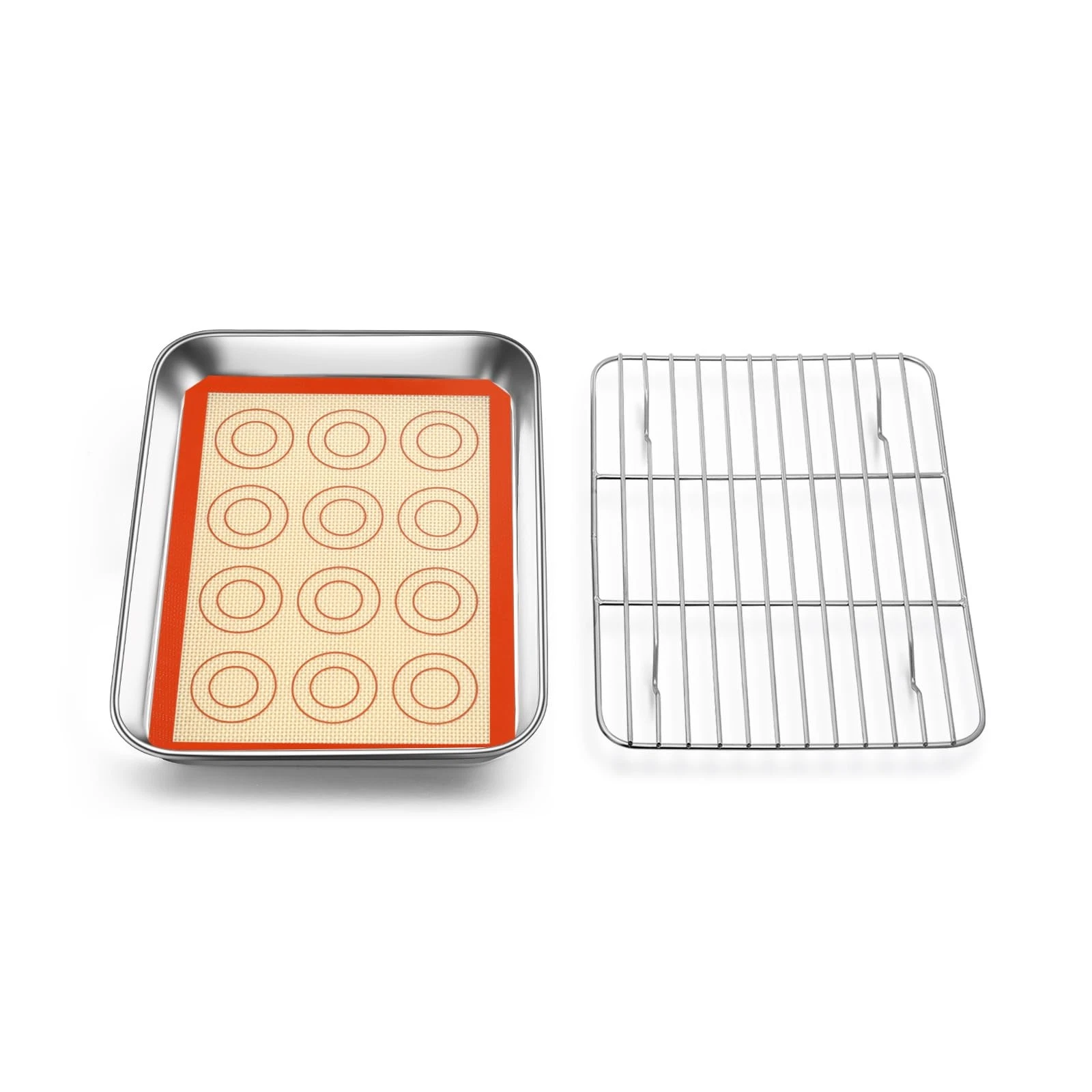 Toaster Oven Pan with Rack & Mat, 9.3’’ x 7’’ x 1’’ Mini Baking Pan Cooling R...
Opens in a new wind