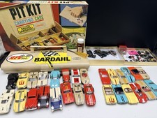 Vintage Lot of Aurora Model Motoring TJet Slot Cars, Bodies, Parts & Pit Case