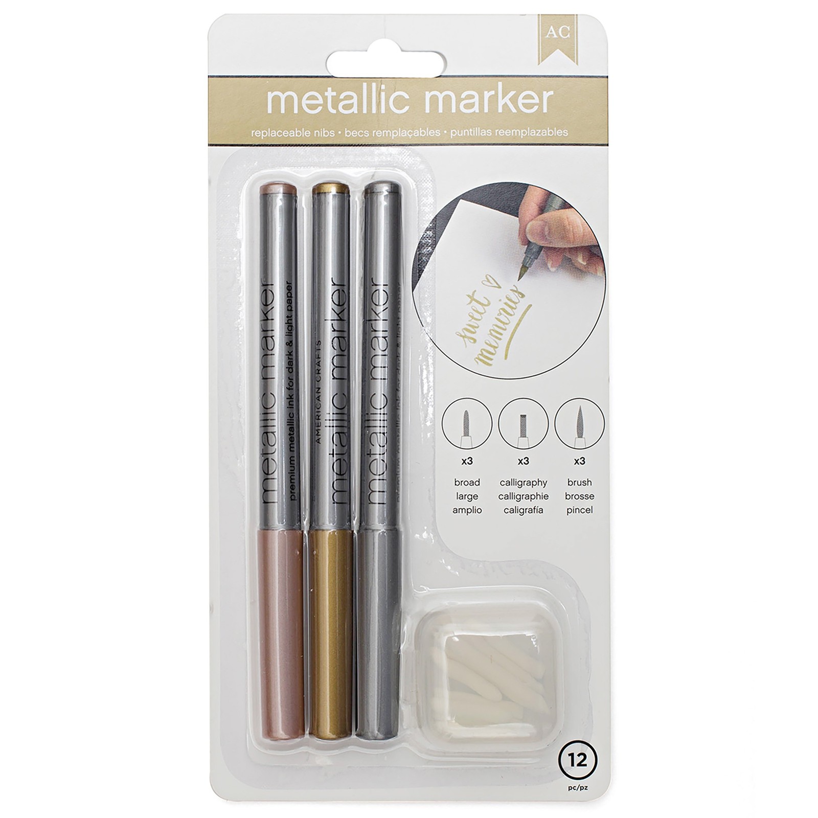 Broad Point 3/pkg-rose Gold, Gold & Silver
