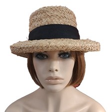 Scala Women s Straw Sun Hat Tan With Black Ribbon Beach Wear Outdoor One Size