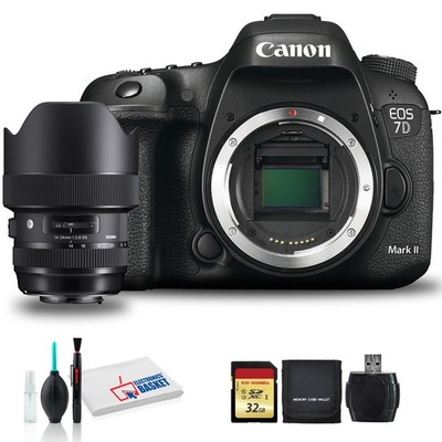 Canon EOS 7D Mark II DSLR Camera with Sigma14-24mm f/2.8 DG HSM Art Lens, 32GB