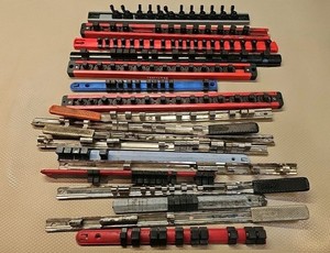Lot of 18 Craftsman / USA Socket Rack Rail Holders 1/4", 3/8", 1/2"