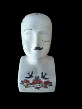 Porcelain phrenology Tattoo design 12 inch ceramic head 