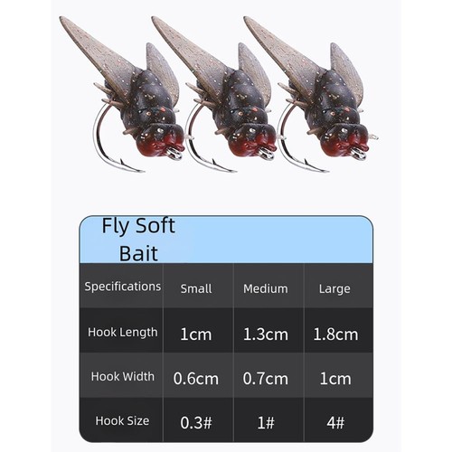 Esche da pesca a mosca mosche in silicone realistiche 20 pezzi con ultra gancio per carpa - Foto 17 di 34