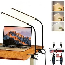 Set of 2 LED Desk Lamp with Clamp for Office Home, Clip on Table 11inch/black