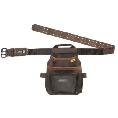 DEWALT DWST550115 12-Pocket Nubuck Leather Tool Pouch Set Work Belt