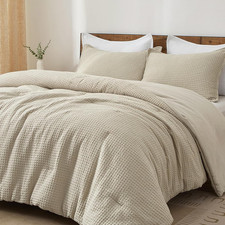 Ultra Soft Waffle Weave Comforter Set King Size, 3 Pieces Lightweight Breathable