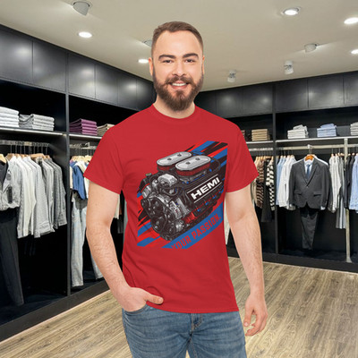 Fuel Your Passion Engine Graphic Retro Muscle Car Style Cotton T-Shirt