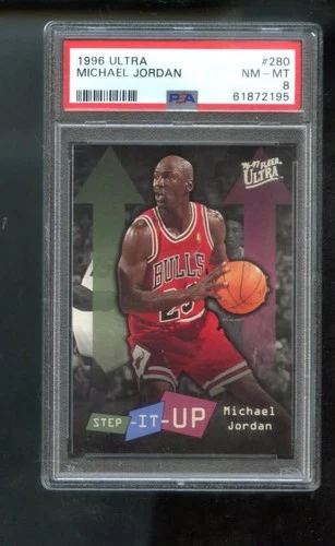 1996-97 Fleer Ultra Step-It-Up #280 Michael Jordan PSA 8 Graded Card 96-97 NBA