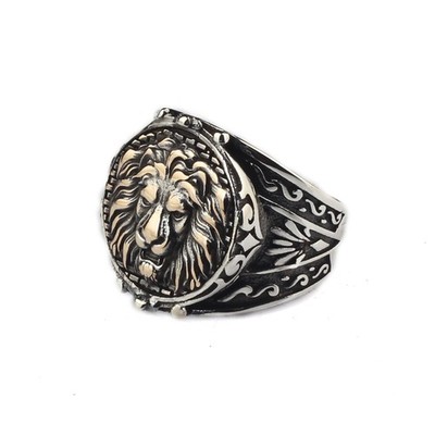BayVog 925 Sterling Silver Lion Ring, Lion Head Silver Ring, Sculpture Silver