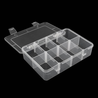 1 Pack Plastic 8-Grid Case Hard Plastic Storage Box with Detachable Blank for...