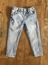 Toddler Zara The Skinny Pant Snap Front Adjustable Waist Light Wash 2-3 Yrs