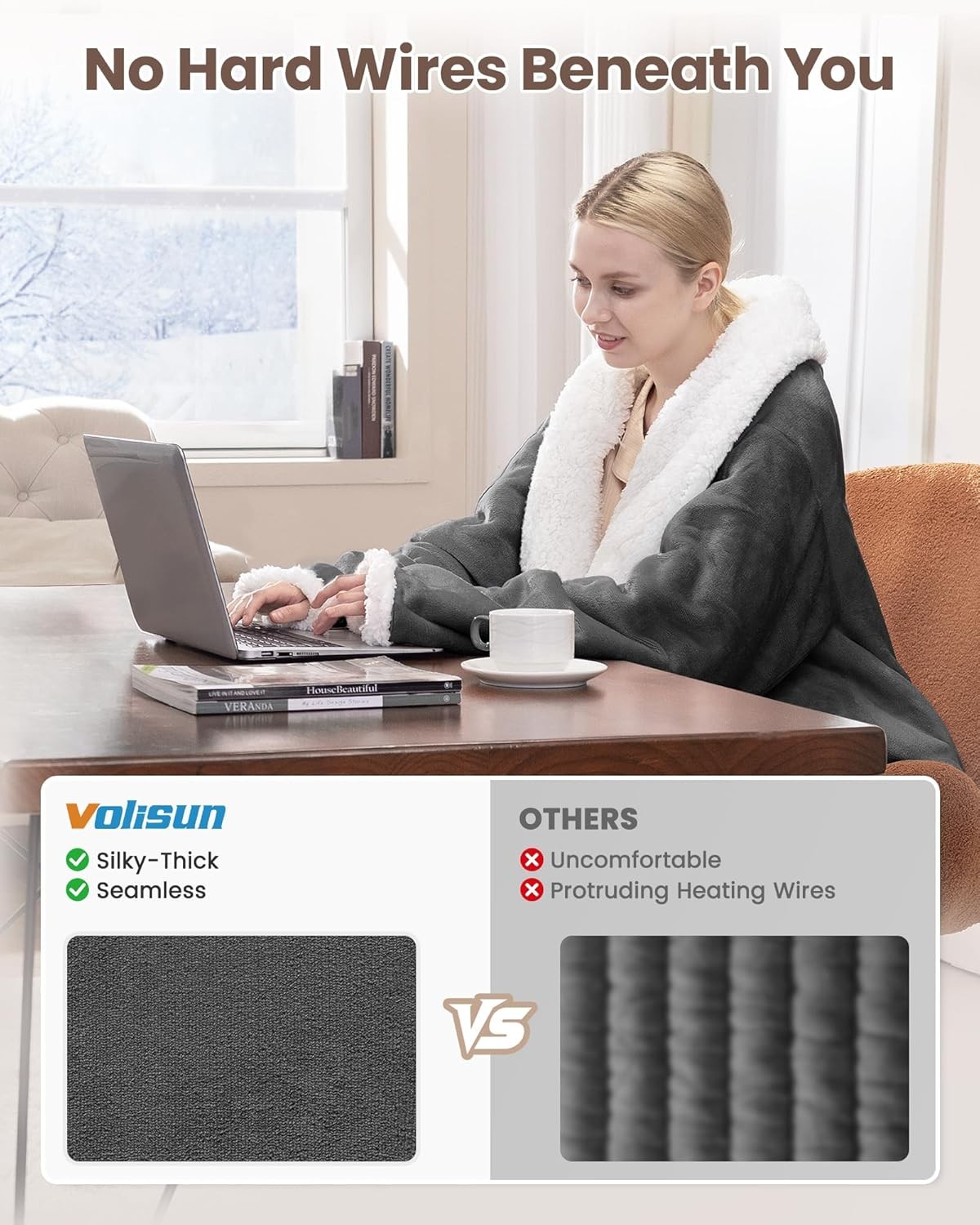 Wearable Heated Blanket with Foot Pocket,Electric Snuggle Throw Blanket with Sle