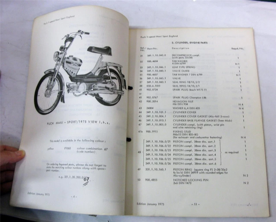 PUCH Maxi-Sport Illustrated Moped Parts List Jan 1975 #TS 907.1.71.375.4 - Image 3 of 4