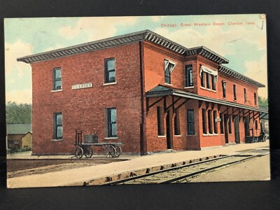 Chicago, Great Western Depot, Clarion Iowa 1910 Postcard PM