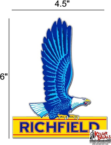 6" RICHFIELD SIGN HI OCTANE GASOLINE OIL VINYL DECAL GAS PUMP LUBSTER - Picture 1 of 1