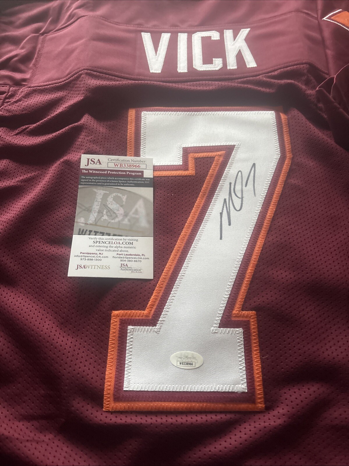 Michael Vick Autographed Signed Virginia Tech Hokies JERSEY JSA COA 