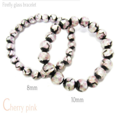Firefly Hotaru Glass Bracelet Okinawa Glow-in-the-dark 8mm/10mm pink Japan