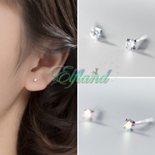 Echt 925 Sterling Silber * Ohrringe Ohrstecker * 2,5 mm Zirkonia Kristall Mini