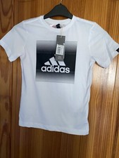 Image of Adidas Boys T-Shirt Age 9-10 Years Short Sleeved White New Tags