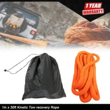 Kinetic Recovery Rope - 1in x 30ft Orange 30,000lb Cap Kinetic Tow Ropes