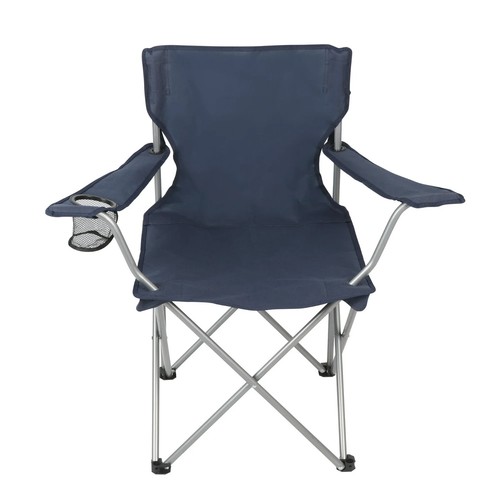 Ozark Trail Basic Quad Folding Camp Chair with Cup Holder, Dark Blue, Adult NEW