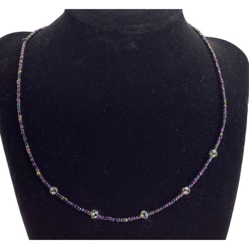 Metallic Purple Seed Bead Choker Necklace Beachy Boho VSCO Girly Rocker 17"