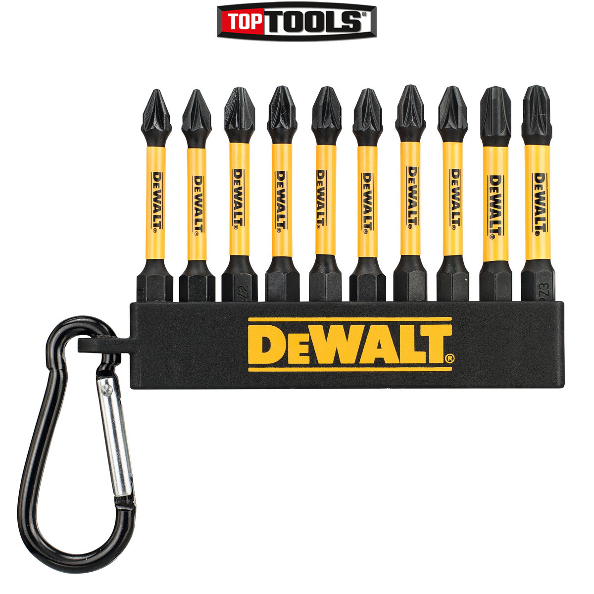 DeWalt DT7276-QZ 10 Pieces POZI Bit 50mm Keyring 2 x PZ1, 6 x PZ2 & 2 x PZ3
