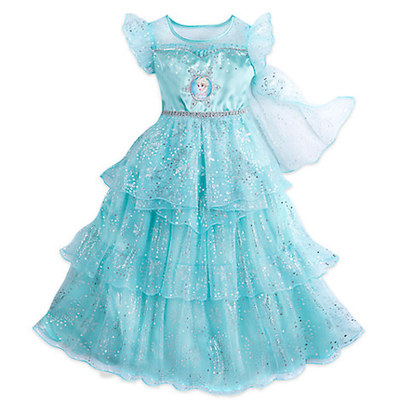 NWT Disney Store Frozen Queen ELSA Deluxe Nightgown Costume  9/10