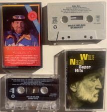  2 WILLIE NELSON CASSETTE TAPES: STARDUST, SUPER HITS - TESTED