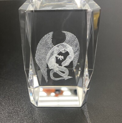 Laser Cut 3D Dragon Etched Crystal Glass Cube Paper Weight | eBay