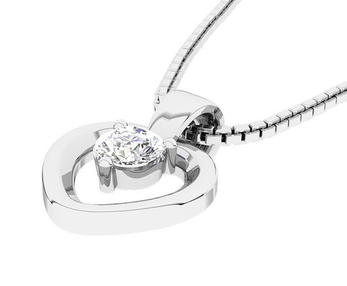 I1 G 0.25Carat Round Diamond 14K Gold Solitaire Heart Pendant Necklace 18" chain - Picture 6 of 9