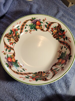 William James CHRISTMAS RIBBON FRUITS Ceramic  Serving Bowl