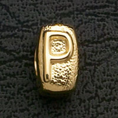 European Beads Charms Initial P Gold Plated Stainless Steel Charm Bracelet Bead