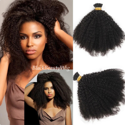 Afro Kinky Curly I Tip Human Hair Extension Pre-Bonded Keratin Fusion Hair 100s