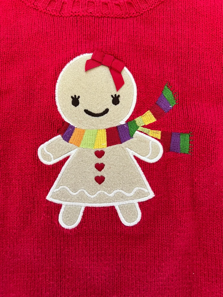Suéter de vacaciones Crazy 8 rojo pan de jengibre para niña talla 4 4T usado en excelente estado Foto 2 de 3