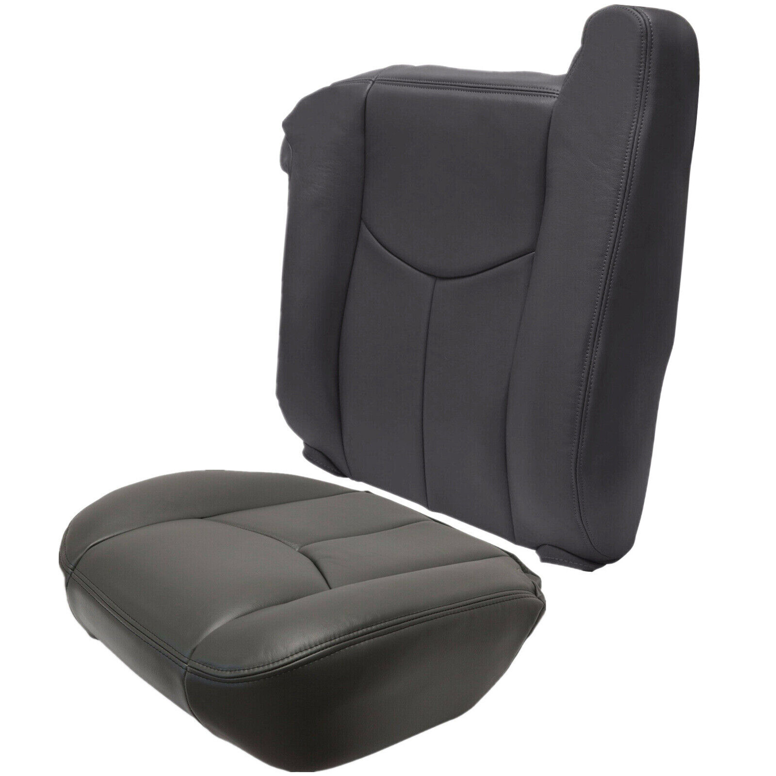 Front Bottom & Top Leather Seat Cover Dark Gray For 20032006 Chevy